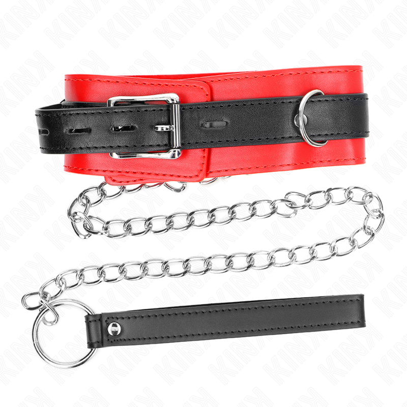 Collare BDSM con Cintura Kink — Rosso, 65 cm
