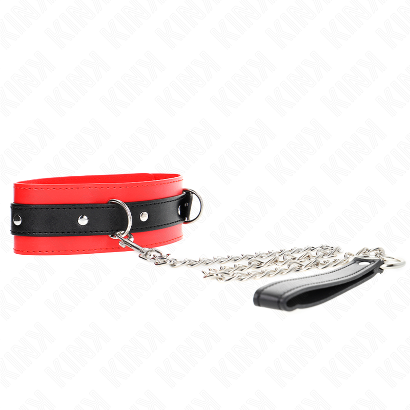 Collare BDSM con Cintura Kink — Rosso, 65 cm