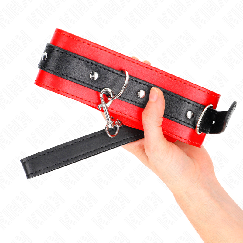 Collare BDSM con Cintura Kink — Rosso, 65 cm