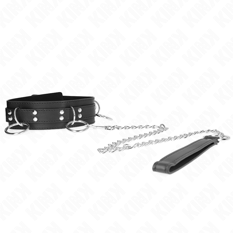 Collare BDSM con Anelli e Cinturino Kink — 3 Anelli, 80 cm
