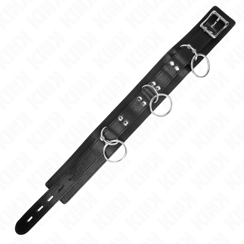 Collare BDSM con Anelli e Cinturino Kink — 3 Anelli, 80 cm