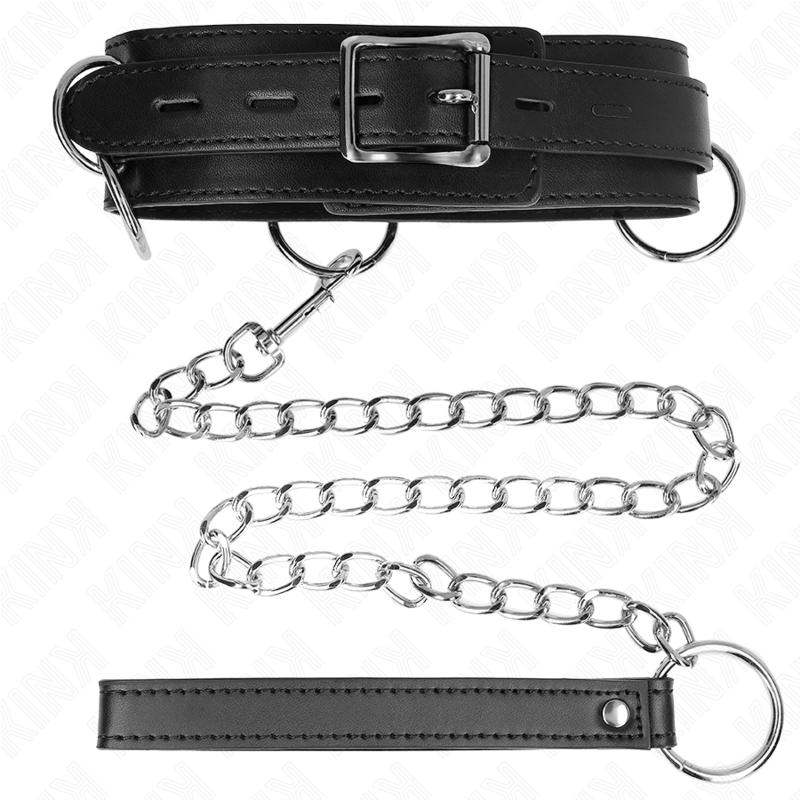 Collare BDSM con Anelli e Cinturino Kink — 3 Anelli, 80 cm