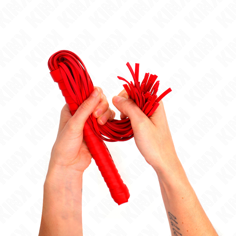 Frusta Bondage BDSM Kink — Manico Strutturato Rosso 48,5 cm