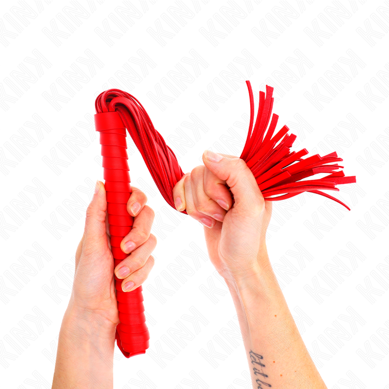 Frusta Bondage BDSM Kink — Manico Strutturato Rosso 48,5 cm