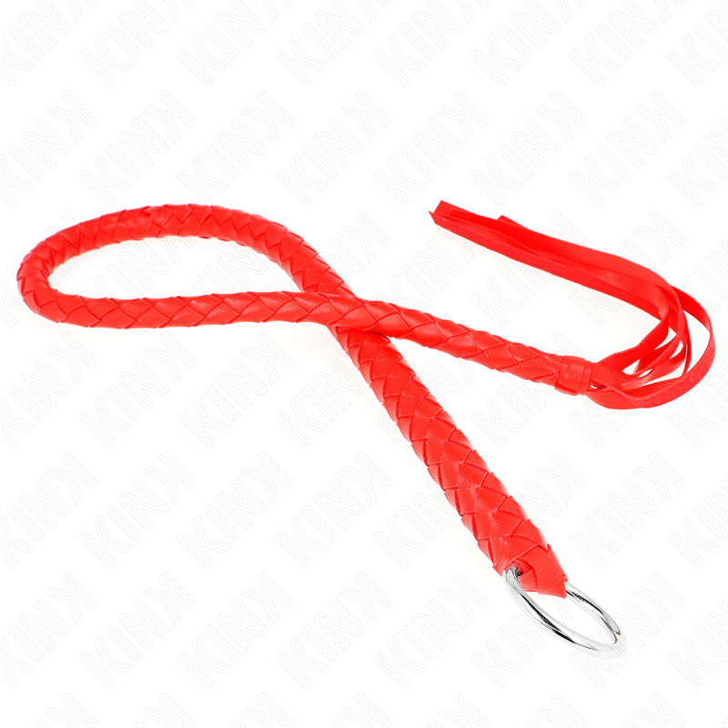 Frusta BDSM con Anello Mano Kink — 65 cm, Rosso