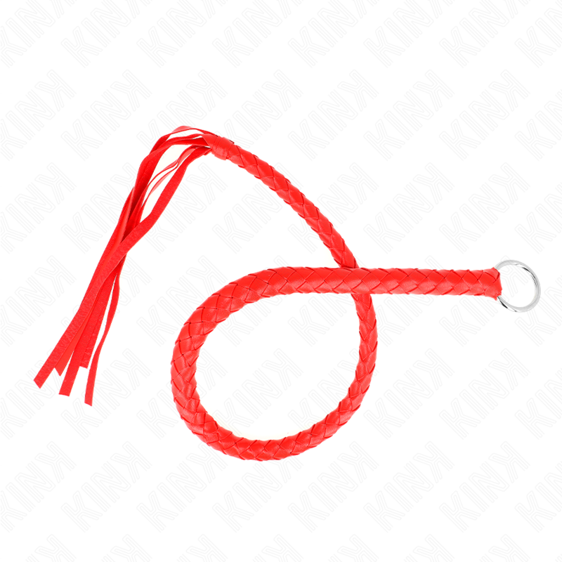 Frusta BDSM con Anello Mano Kink — 65 cm, Rosso