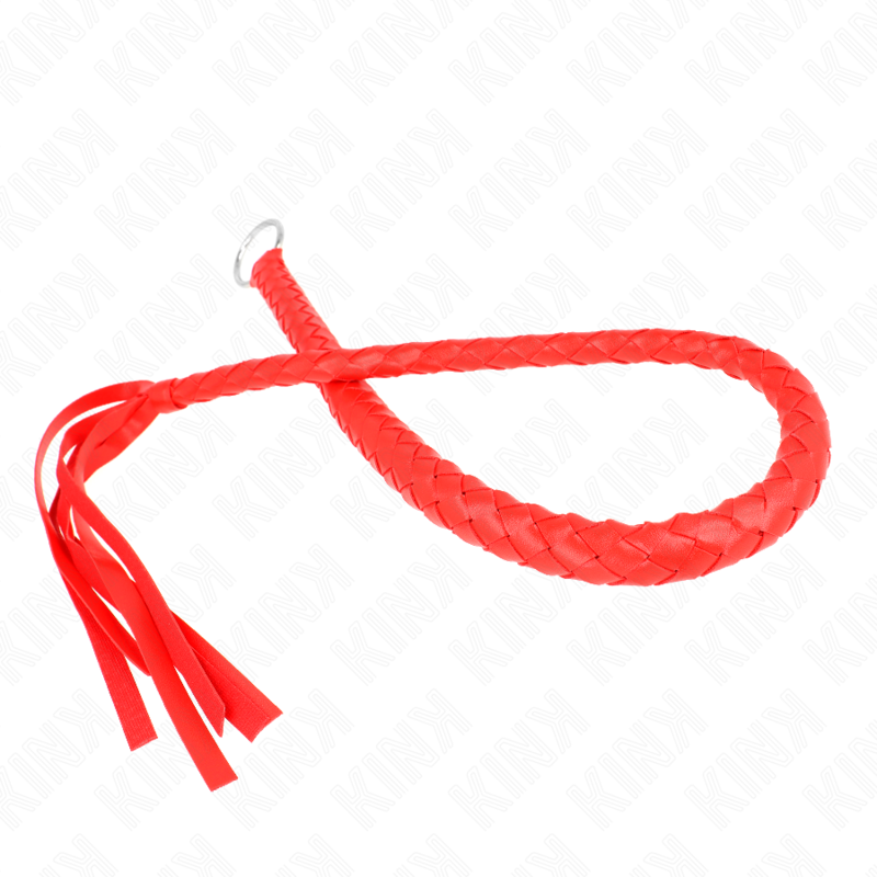Frusta BDSM con Anello Mano Kink — 65 cm, Rosso