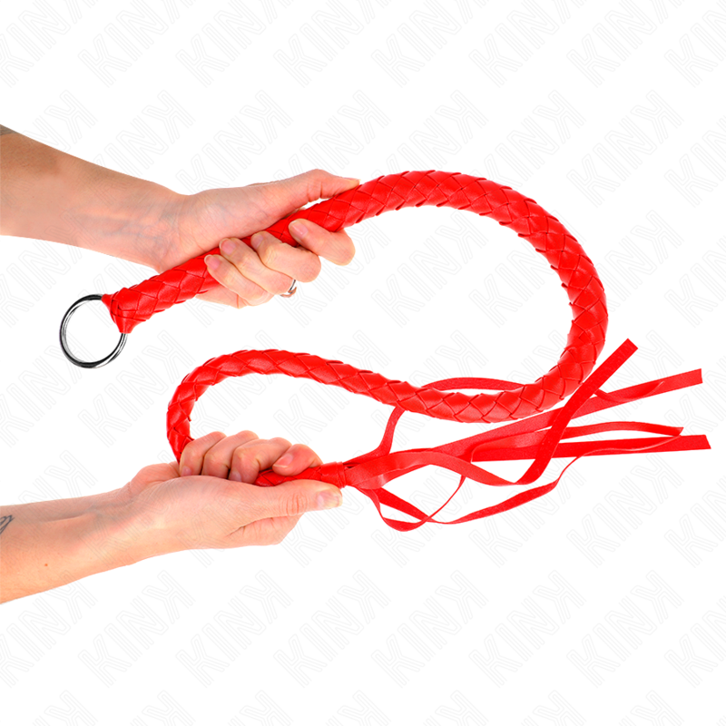 Frusta BDSM con Anello Mano Kink — 65 cm, Rosso
