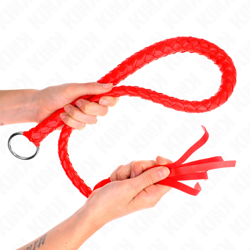 Frusta BDSM con Anello Mano Kink — 65 cm, Rosso