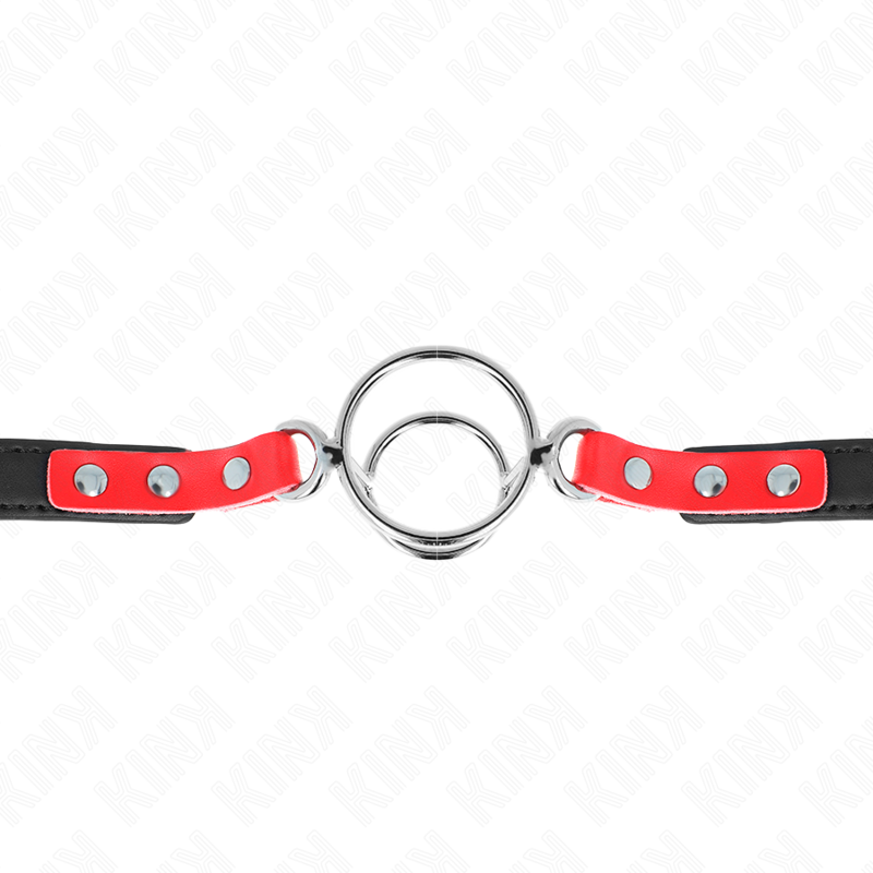 Gag con O-Ring BDSM Kink — Multipli Anelli, Rosso