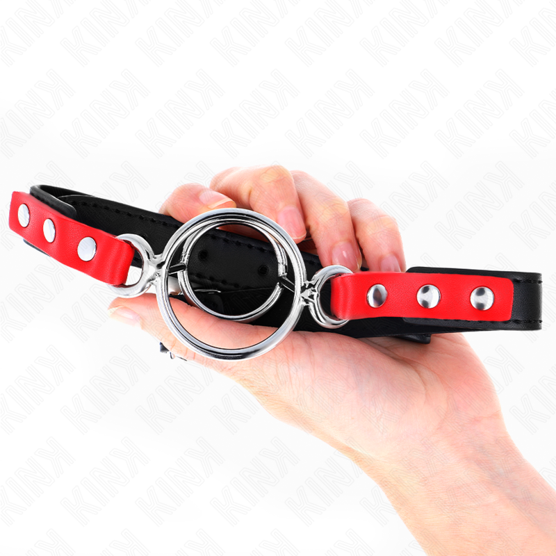 Gag con O-Ring BDSM Kink — Multipli Anelli, Rosso