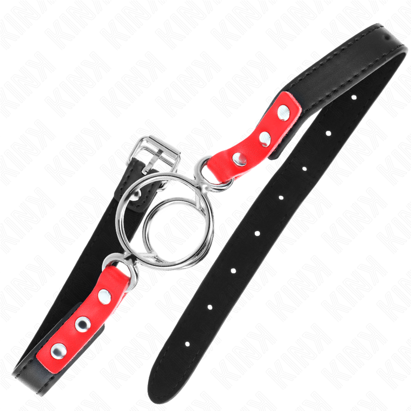 Gag con O-Ring BDSM Kink — Multipli Anelli, Rosso