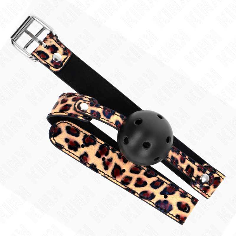 Bavaglio a Sfera BDSM Kink Leopard — 4,5 cm, Cinghia 65 cm