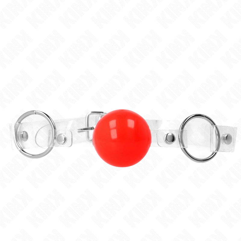 Bavaglio a Sfera BDSM Kink — PVC Trasparente Rosso, 4 cm