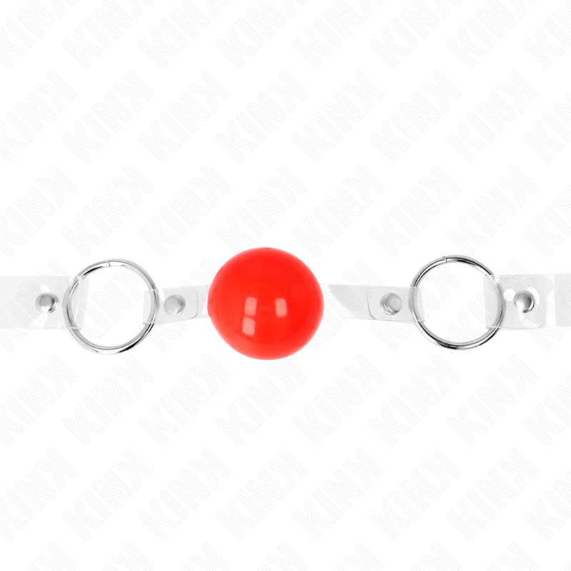 Bavaglio a Sfera BDSM Kink — PVC Trasparente Rosso, 4 cm