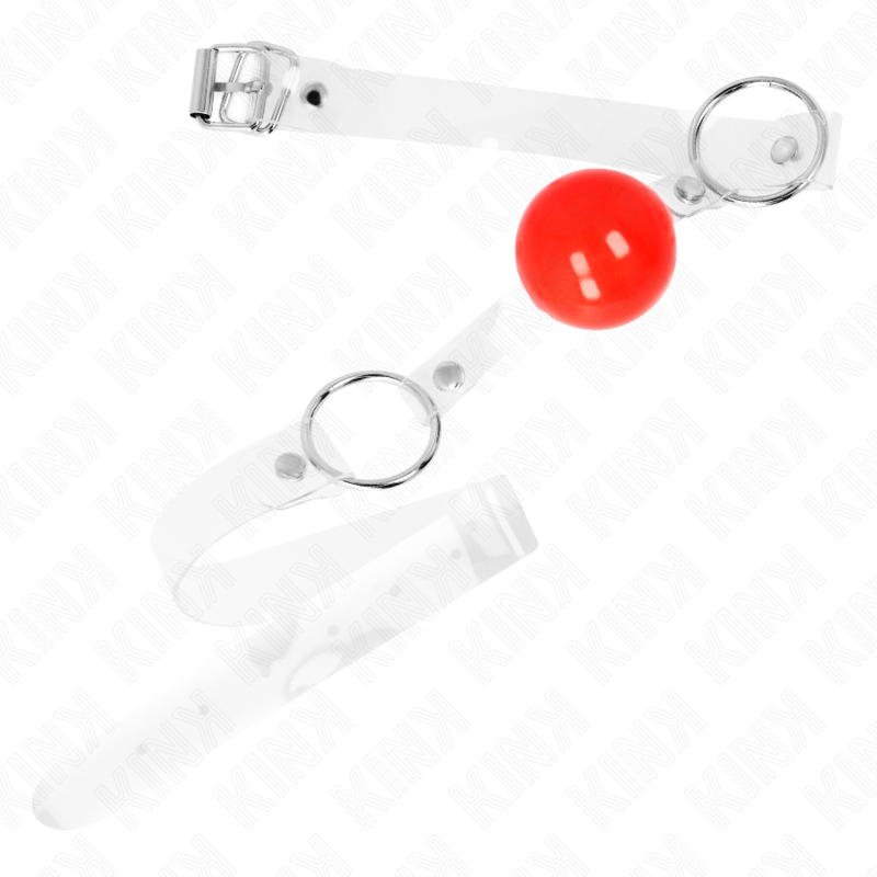 Bavaglio a Sfera BDSM Kink — PVC Trasparente Rosso, 4 cm