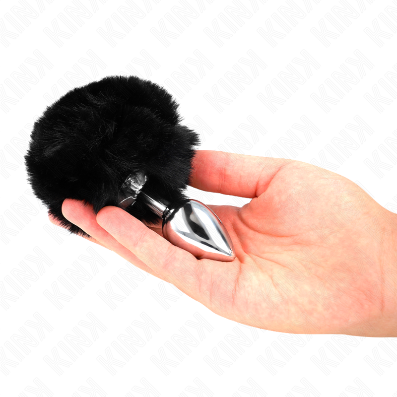 Plug Anale con Coda Coniglio Kink — Acciaio, Ecopelliccia Nera