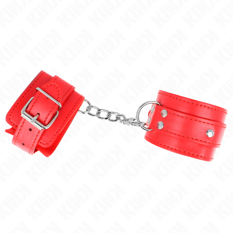 Polsiera BDSM Regolabile Kink — 3 Anelli a D, Rossa