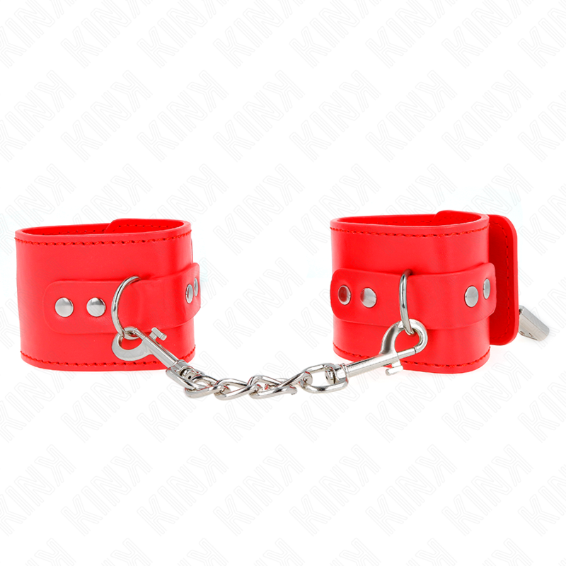 Manette BDSM con Lucchetto Kink — Regolabili, Rosse