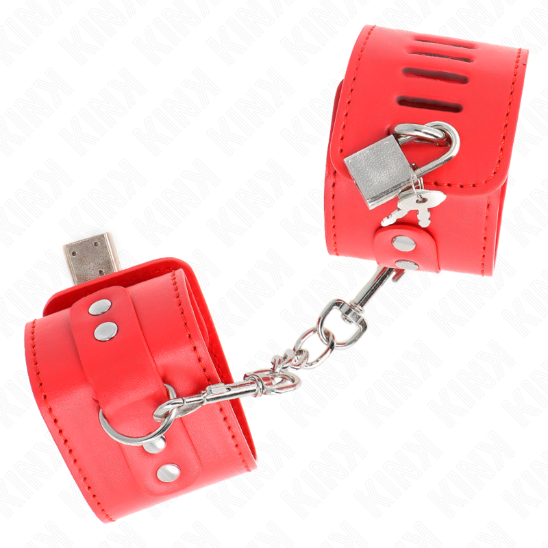 Manette BDSM con Lucchetto Kink — Regolabili, Rosse