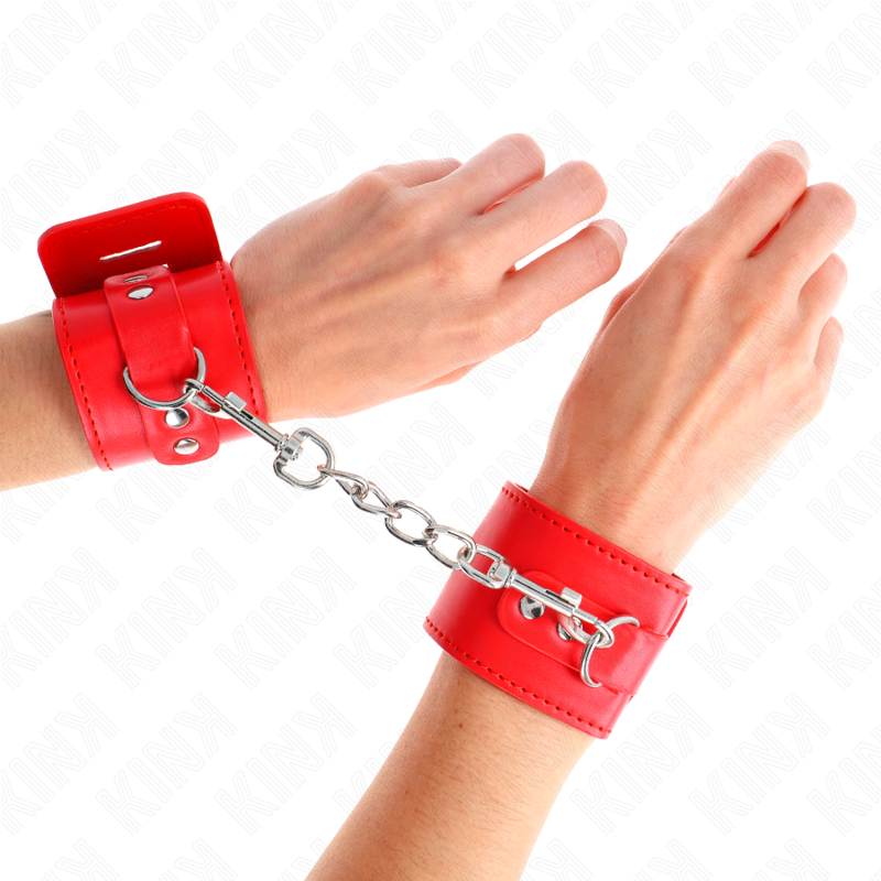 Manette BDSM con Lucchetto Kink — Regolabili, Rosse