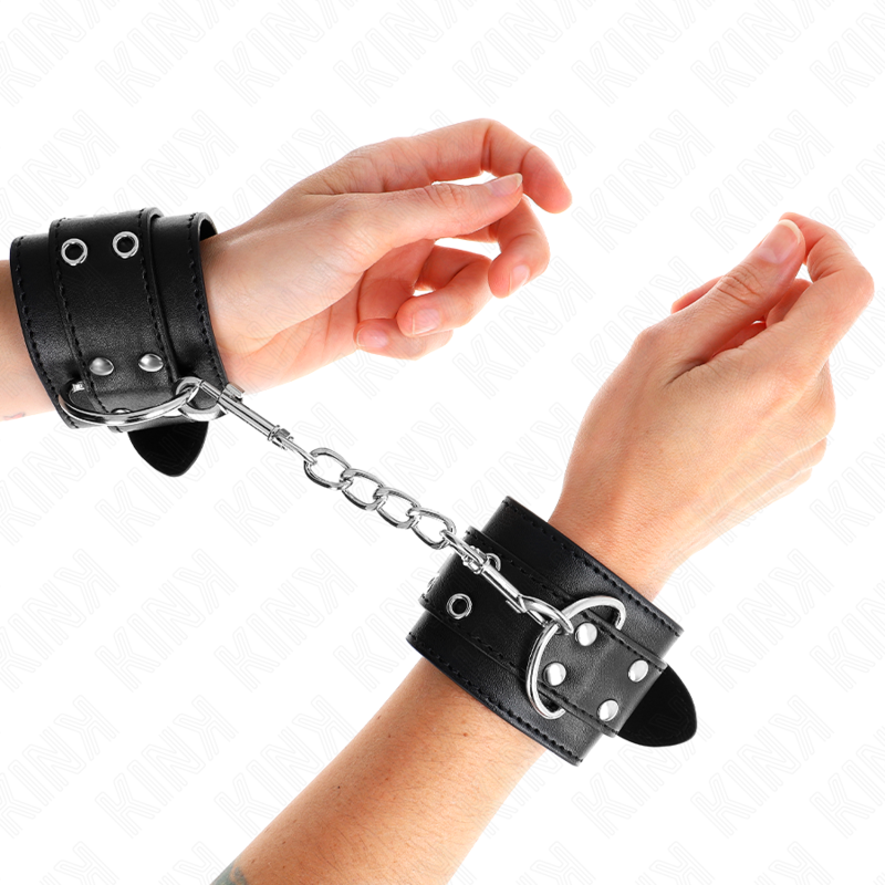 Manette BDSM Polso Kink — Doppia Fibbia, Regolabile 19-26 cm