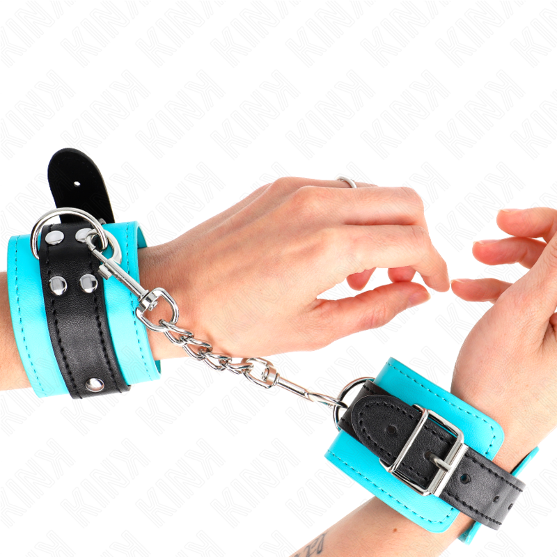 Manette BDSM Imbottite Kink — Regolabili, Gancio, Blu