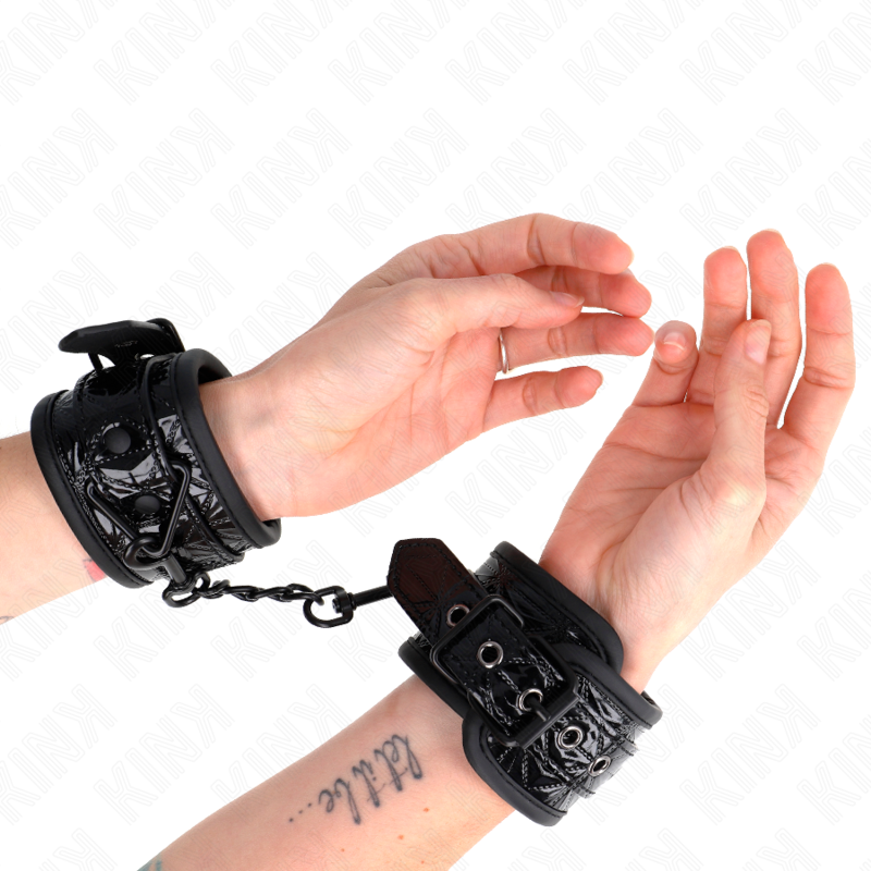Manette BDSM da Polso Kink — Regolabili, Motivo Diamanti
