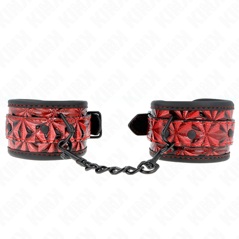 Manette BDSM Kink Wrist Restraint — Regolabili, Rosso Scuro