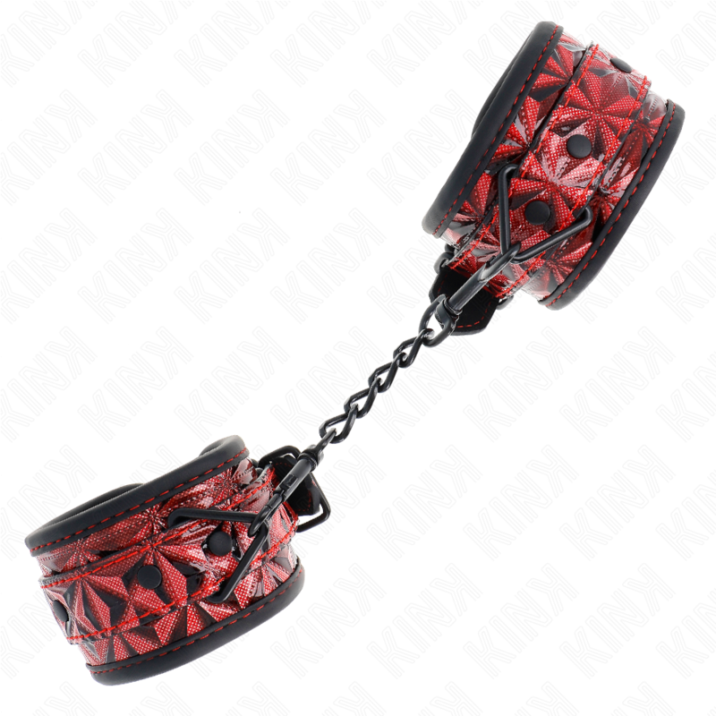 Manette BDSM Kink Wrist Restraint — Regolabili, Rosso Scuro
