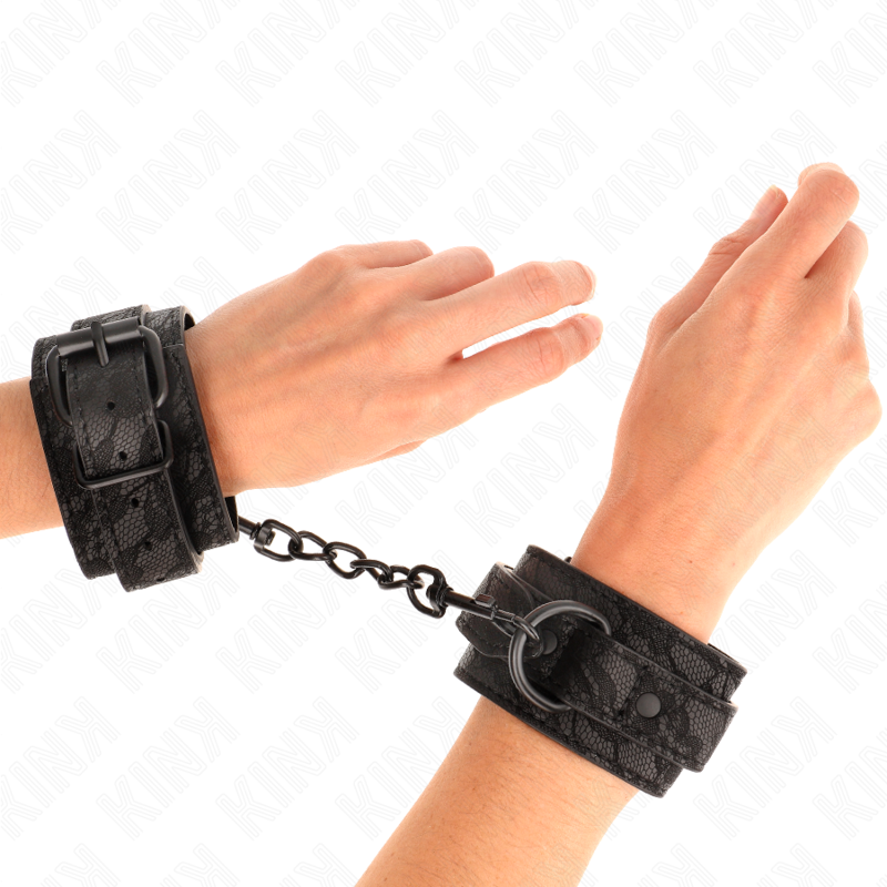 Manette BDSM in Pizzo Regolabili Kink — Nero, 19-26 cm