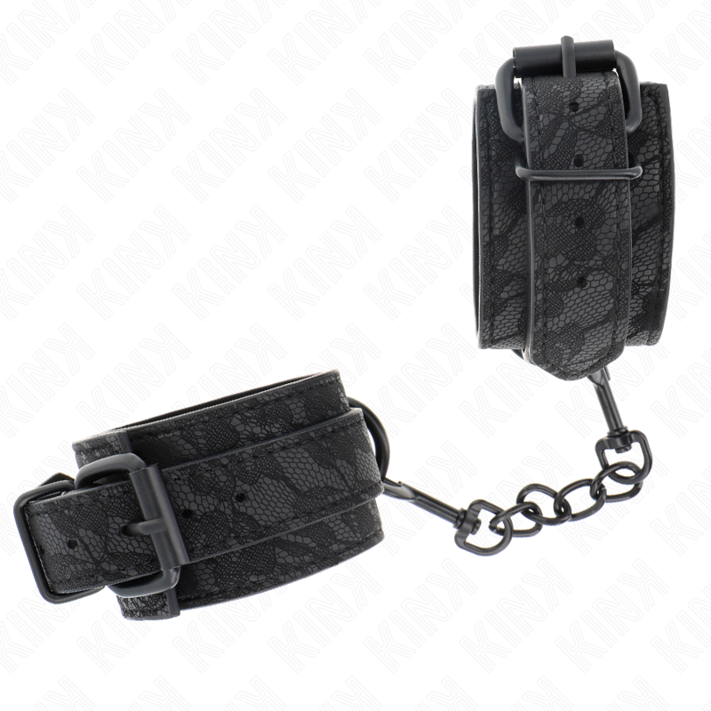Manette BDSM in Pizzo Regolabili Kink — Nero, 19-26 cm