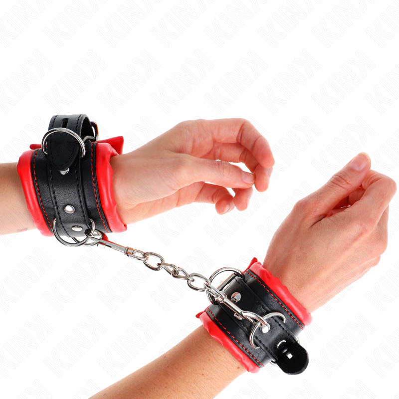 Manette BDSM con Fodera in Pelliccia Kink — Regolabili, Rosse