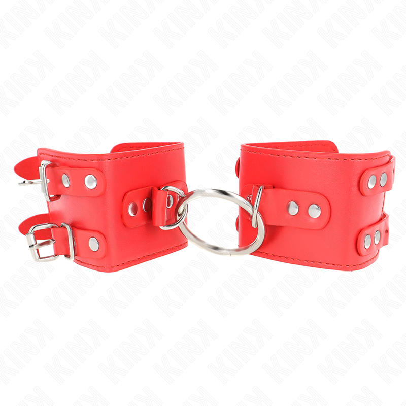 Manette BDSM con Anello e Borchie Kink — Regolabili, Rosso
