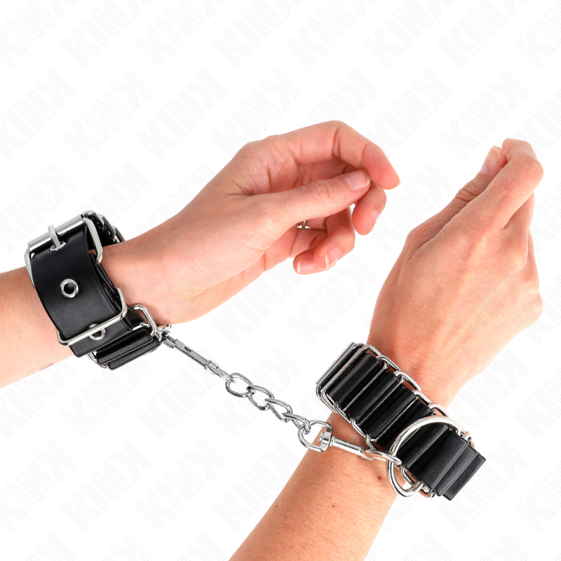 Manette BDSM in Pelle Kink — Regolabili 16-22 cm