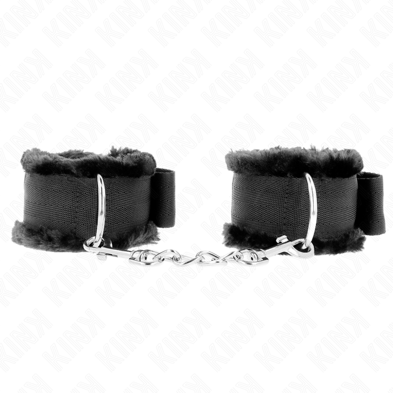 Manette BDSM Foderata Pelliccia Kink — Regolabili, Nere