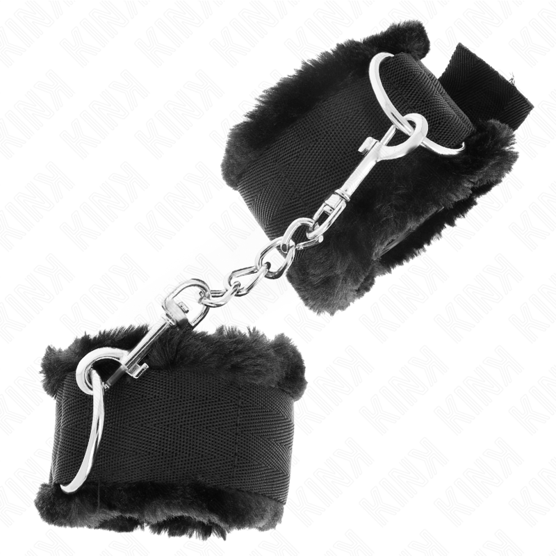 Manette BDSM Foderata Pelliccia Kink — Regolabili, Nere