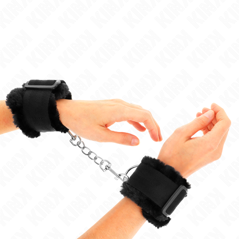 Manette BDSM Foderata Pelliccia Kink — Regolabili, Nere