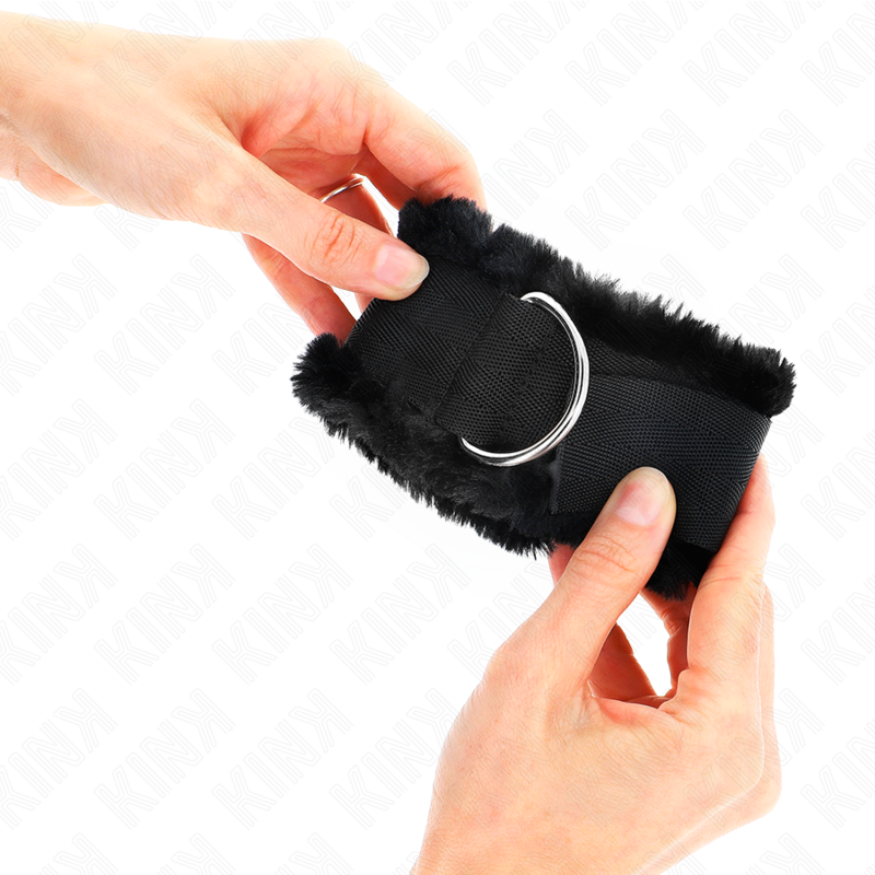 Manette BDSM Foderata Pelliccia Kink — Regolabili, Nere