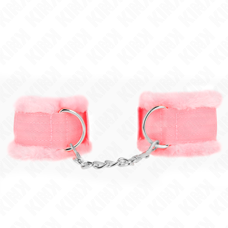 Manette BDSM Foderato Pelliccia Kink — Regolabile, Rosa