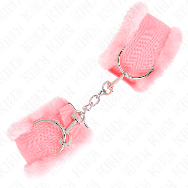 Manette BDSM Foderato Pelliccia Kink — Regolabile, Rosa
