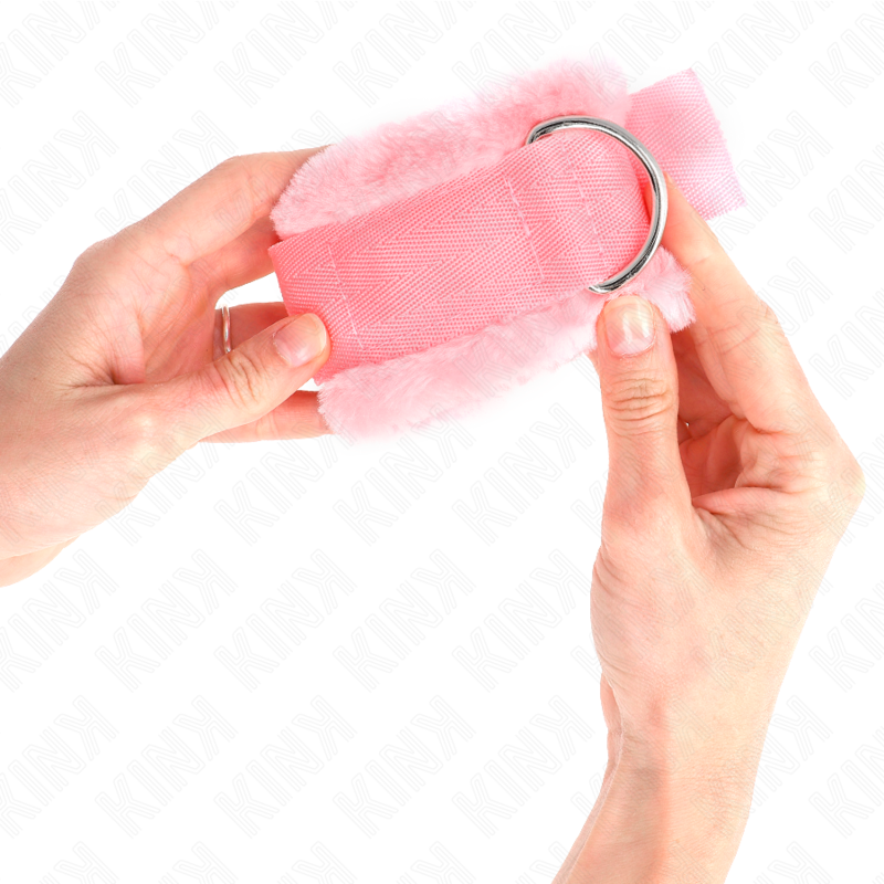Manette BDSM Foderato Pelliccia Kink — Regolabile, Rosa