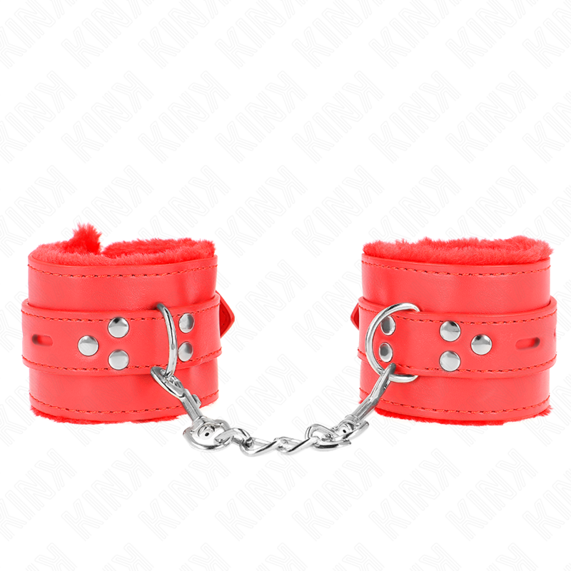Manette BDSM Imbottite Kink — Pelliccia, Cintura Regolabile, Rosso