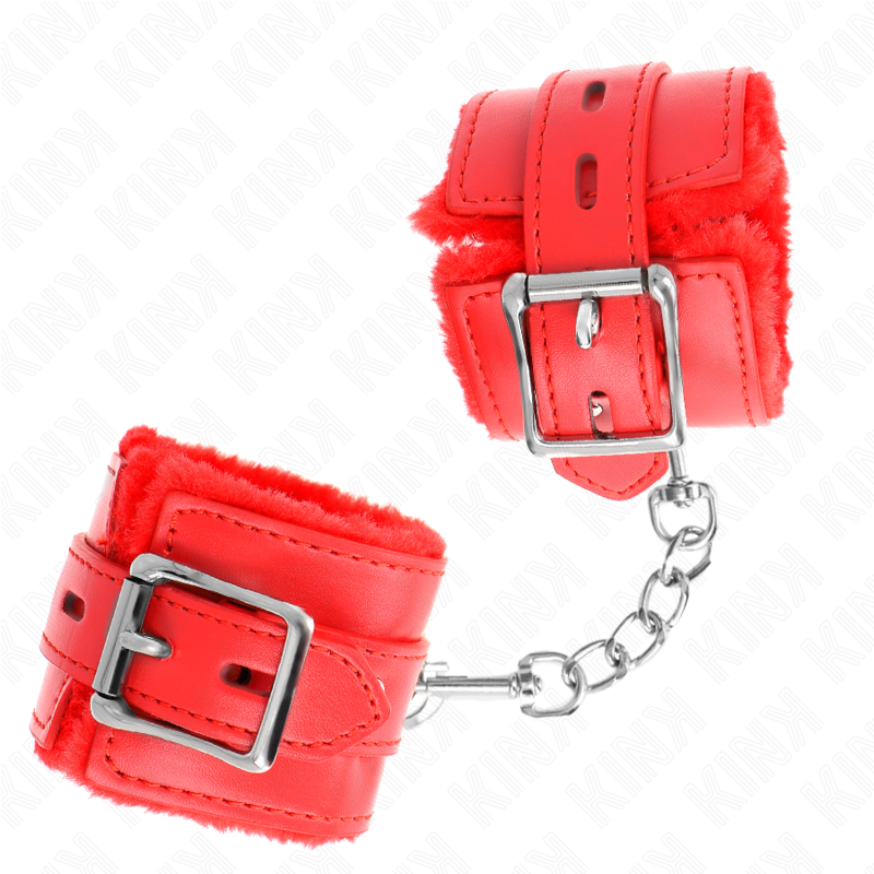 Manette BDSM Imbottite Kink — Pelliccia, Cintura Regolabile, Rosso
