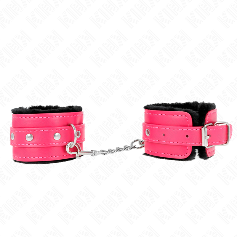 Manette BDSM in Pelliccia Kink — Regolabili, Nere/Rosa