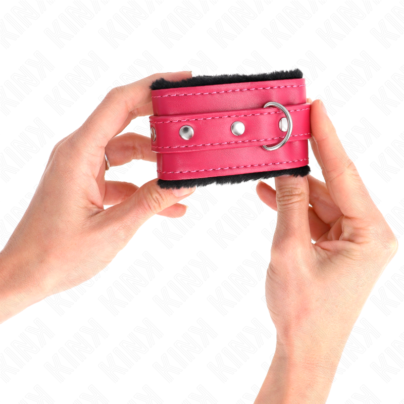 Manette BDSM in Pelliccia Kink — Regolabili, Nere/Rosa