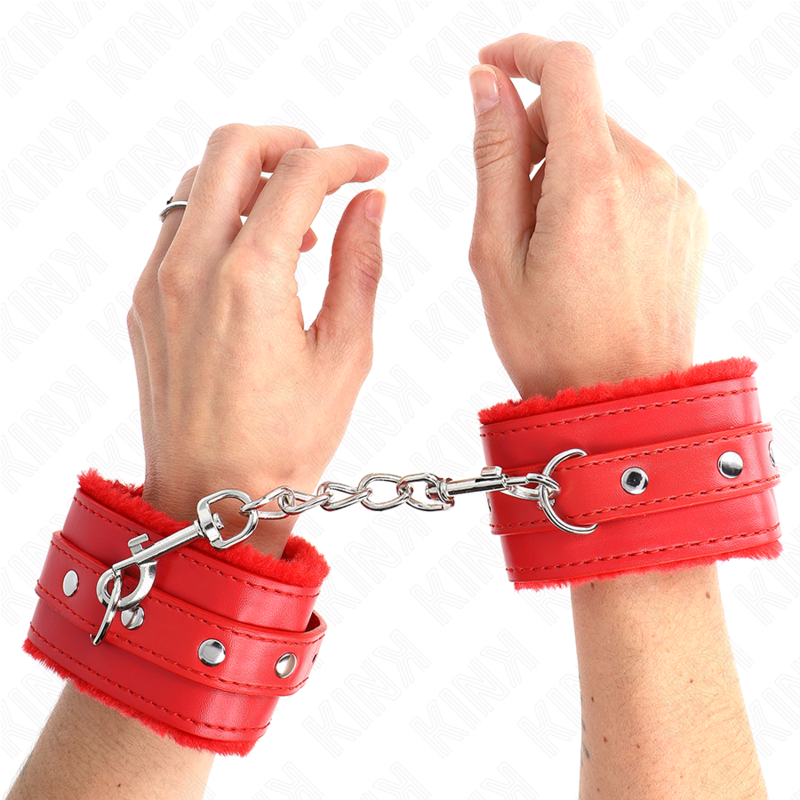 Manette BDSM Imbottite Kink — Cintura Regolabile, Rosso