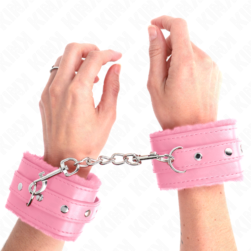 Manette BDSM in Pelliccia Kink — Cintura Regolabile, Rosa