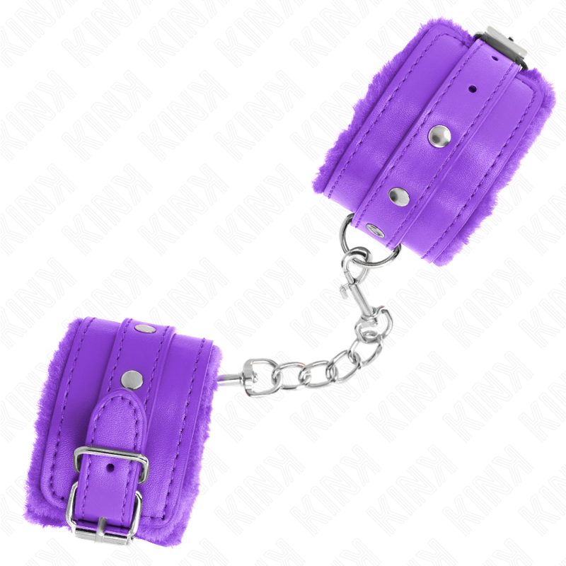 Manette BDSM Imbottite in Pelliccia Kink — Regolabili, Viola