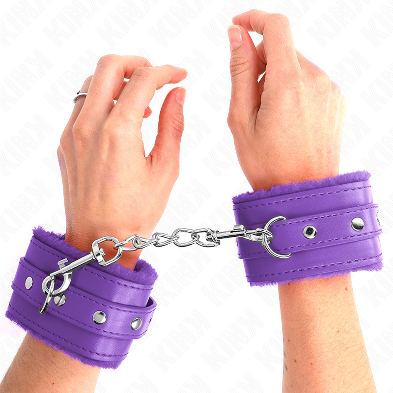 Manette BDSM Imbottite in Pelliccia Kink — Regolabili, Viola